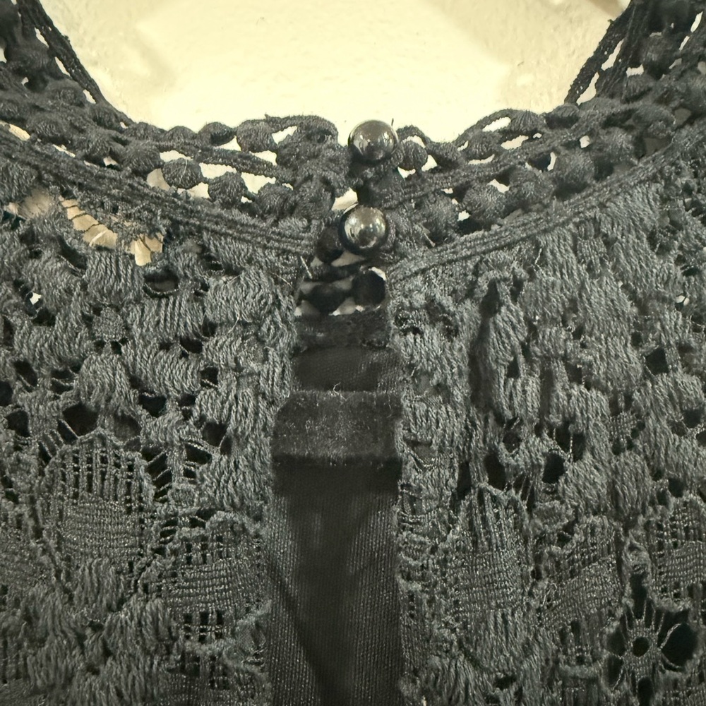 Black Long Sleeve Eyelet Blouse - Picture 4 of 7